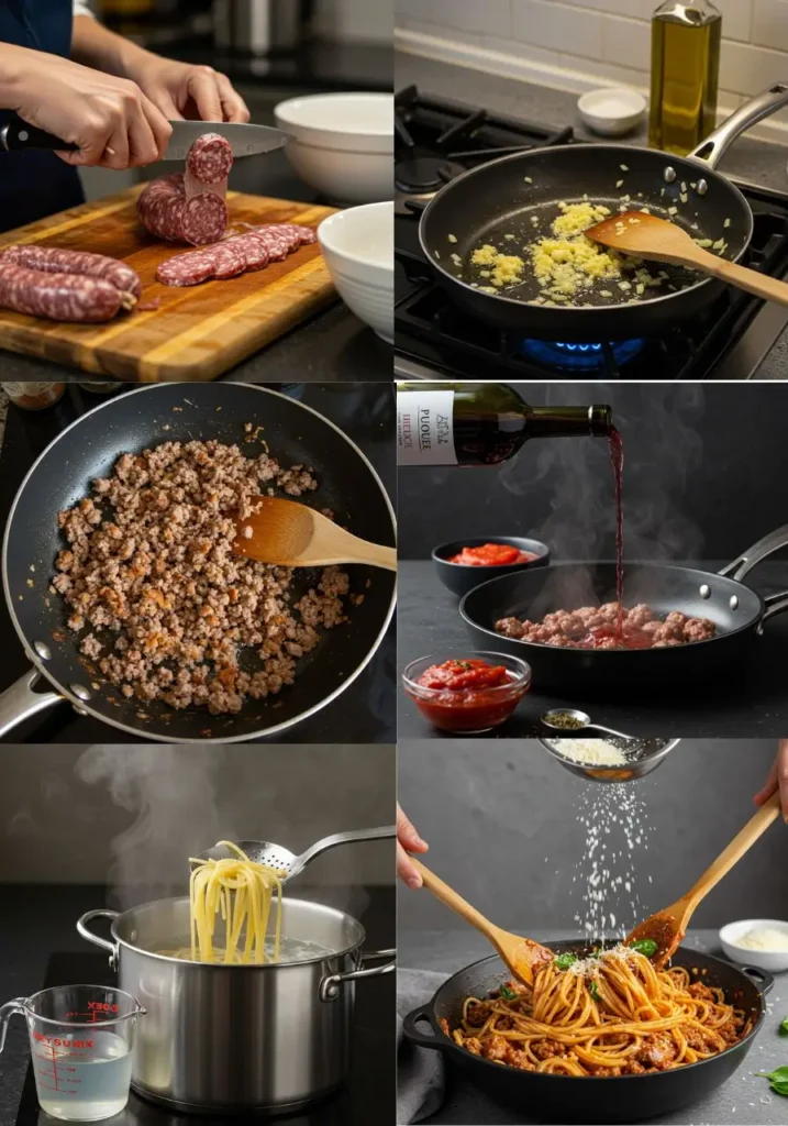Spaghetti aux saucisses