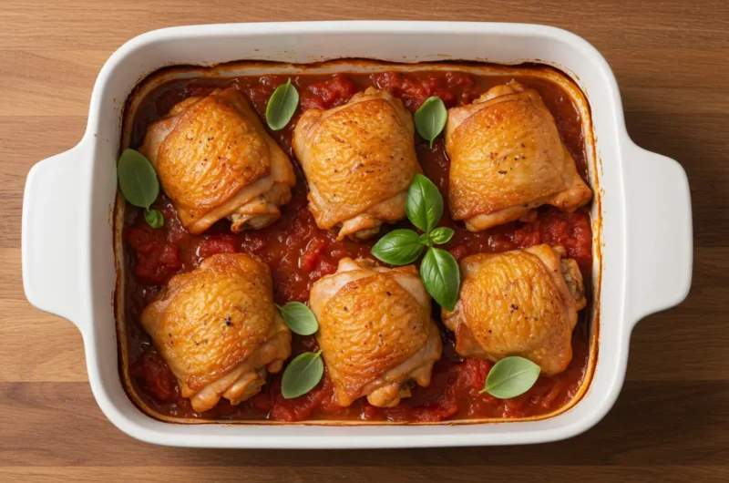 Hauts de cuisse de poulet au four à la sauce tomate