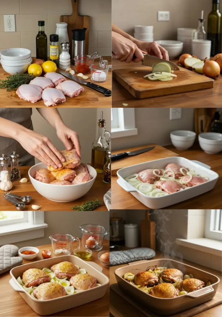 Cuisses de poulet rôties à l'oignon