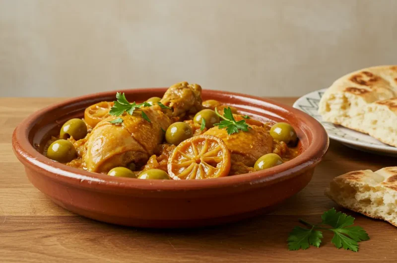 Tajine de poulet aux olives et citrons confits