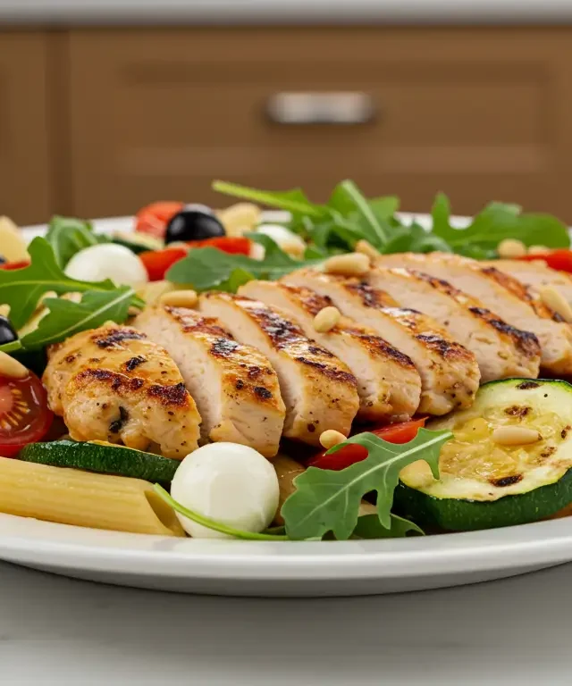 Salade de pâtes au poulet grillé