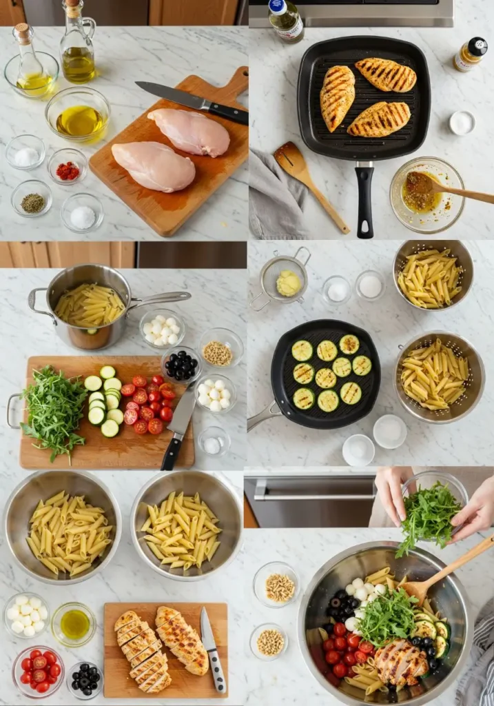 Salade de pâtes au poulet grillé