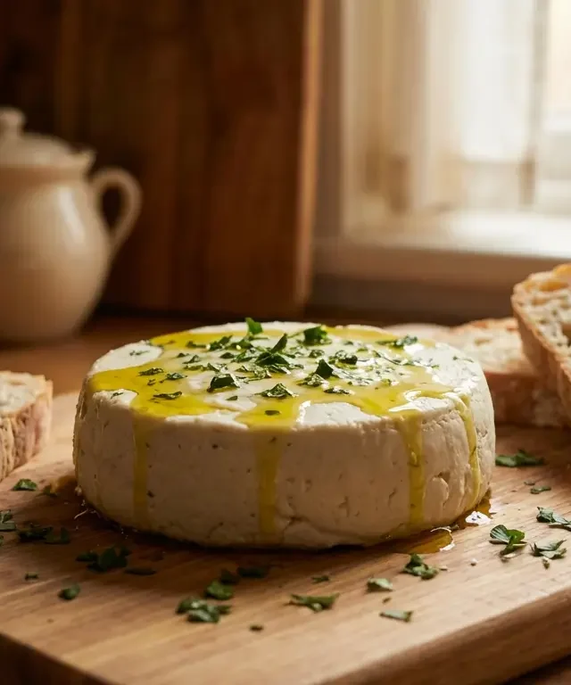 Fromage avec pain et herbes