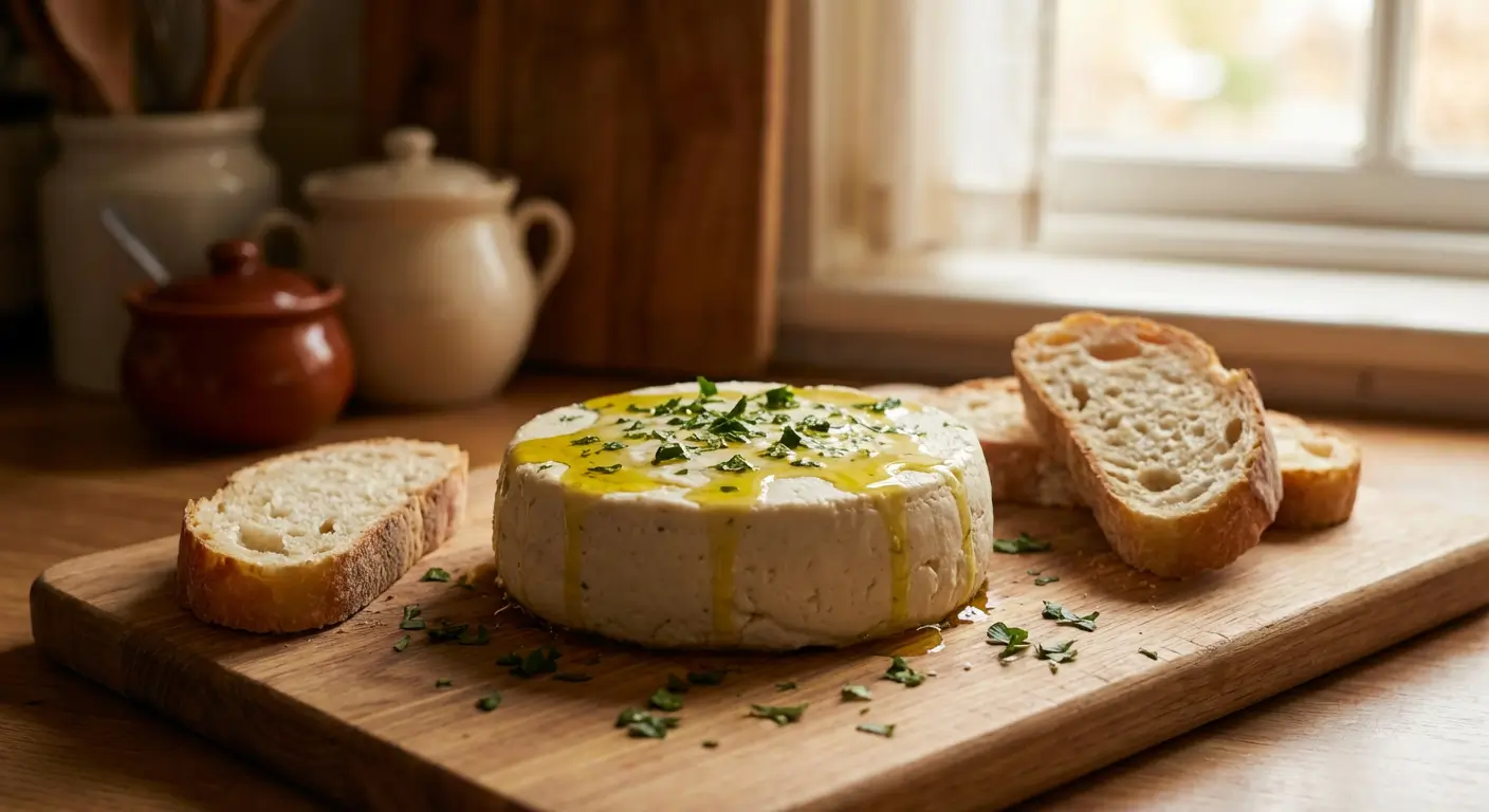Fromage avec pain et herbes
